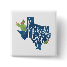 Howdy Y'all Texas Texan Blue Bonnet Cactus