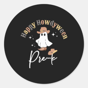 Howdyween Prek Ghost Western Teacher Preschool Te Runt Klistermärke