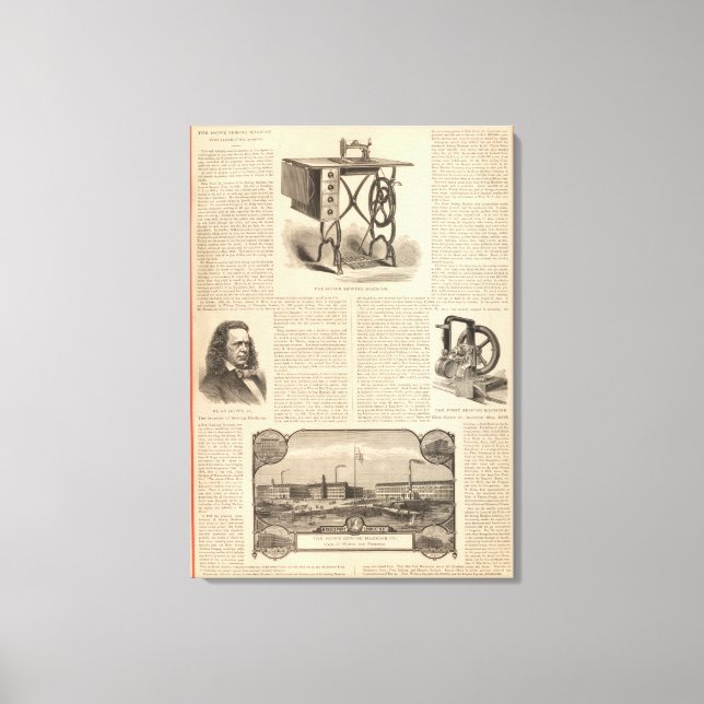 Howe Sewing Maching with Sketch of the Inventor Canvastryck (Framsida)
