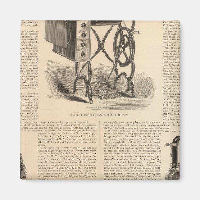 Howe Sewing Maching with Sketch of the Inventor Magnet (Framsidan)