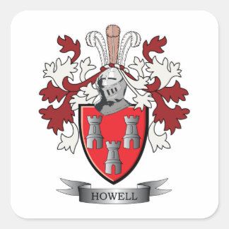 Howell Family Crest Jackar om Arm Fyrkantigt Klistermärke