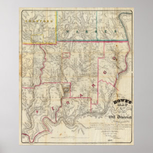 Howes karta av det olje- området av Pennsylvania Poster