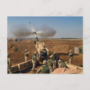 Howitzer Gun Crew United Stater Marine Corps Vykort
