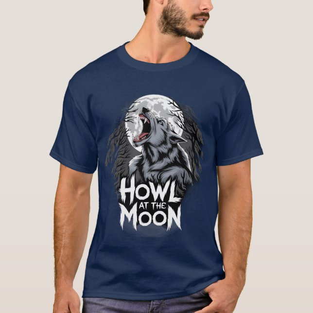 Howl i Måne för en Werevarg älskare-familj T Shirt (Framsida)