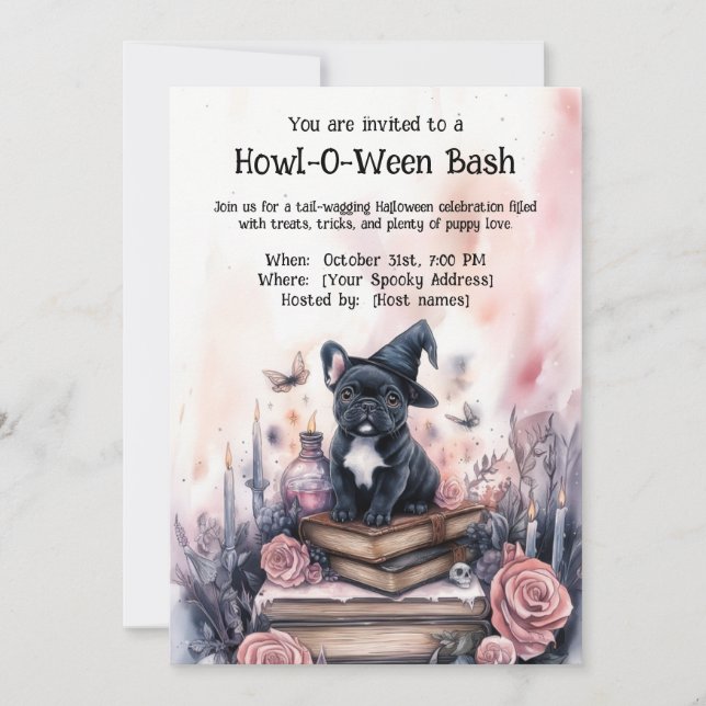 👻 🐶 Howl-O-Ween Bash Inbjudningar (Framsida)