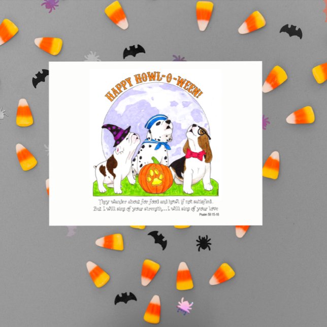 Howl-O-Ween Hundar i Costume Halloween Postcard Vykort (Skapare uppladdad)