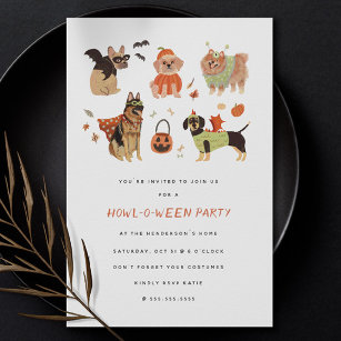 Howl-O-Ween målade Hundar Halloween-inbjudan Inbjudningar