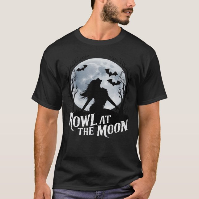 howl vid måne halloween t-shirt (Framsida)
