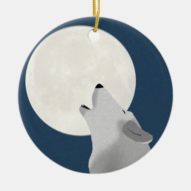Howl vid Vargen Måne Julgransprydnad Keramik (Framsidan)