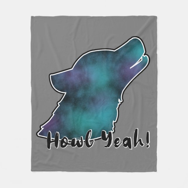 Howl Yeah! Rymdgalax Varg Siluett Huvud Fleecefilt (Framsidan)