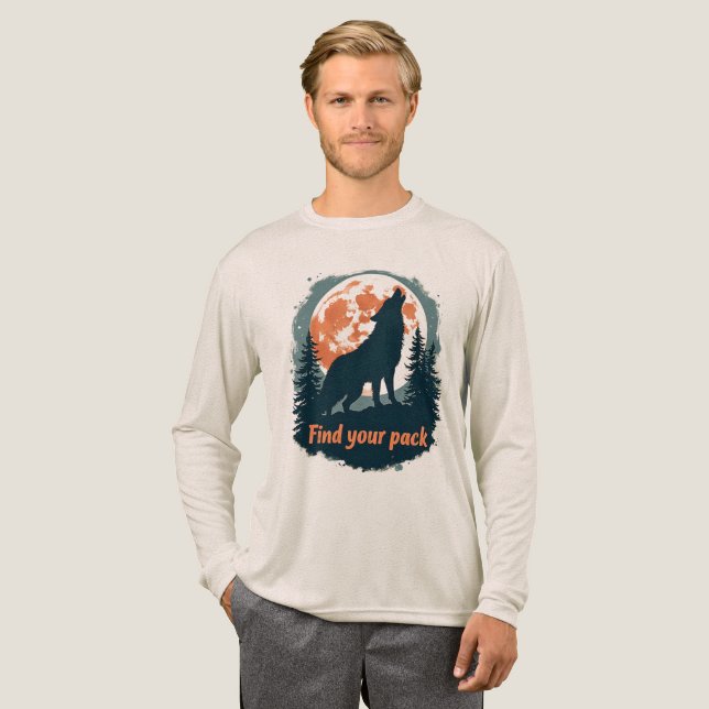 Howlande varg Fullmåne Hitta din flock Citat T Shirt (Hel framsida)