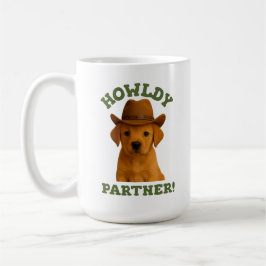Howldy Partner Cute Cowboy Puppy Kaffemugg