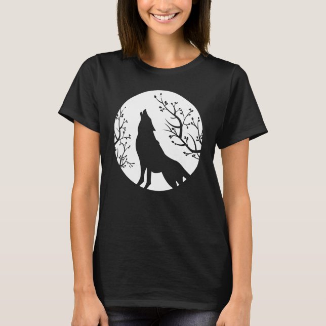 Howling At The Moon Wolves Goth Gothic Wolf 1 T Shirt (Framsida)