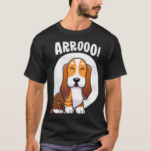 Howling Basset Hound Howl Måne Kawaii Hund T-Shir T Shirt
