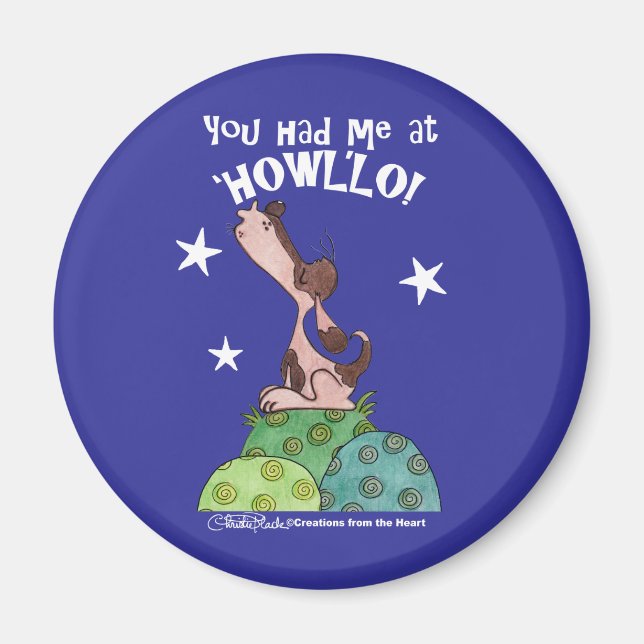 Howling Basset Hound Nght Magnet (Framsidan)