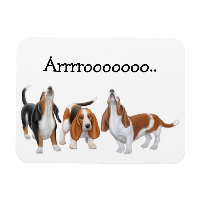 Howling Basset Hounds Premium Magnet (Horisontell)