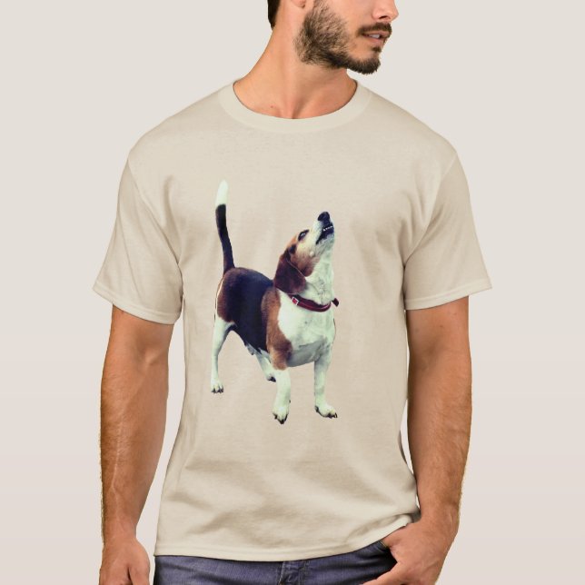 Howling Beagle Cute Hund T Shirt (Framsida)