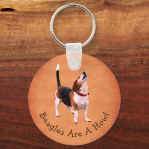 Howling Beagle Hund Cute Personlig Nyckelring