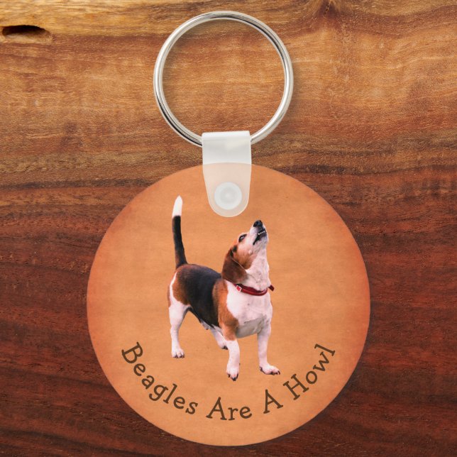 Howling Beagle Hund Cute Personlig Nyckelring (Framsida)