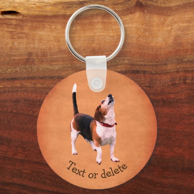 Howling Beagle Hund Cute Personlig Nyckelring (Framsida)