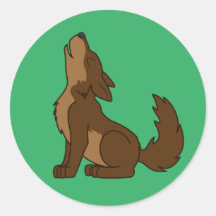 Howling Brown Varg med naturlig märkning Runt Klistermärke