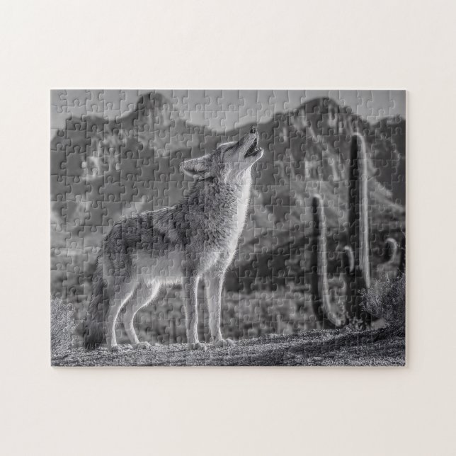 Howling Coyote i ökert liggande Pussel (Horisontell)
