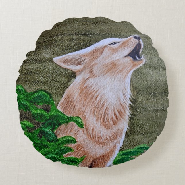 Howling Coyote Rund Kudde (Framsidan)