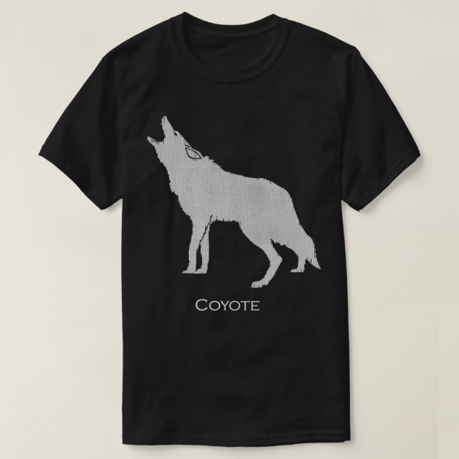Howling Coyote Teckning Silhouette Stil T Shirt (Design framsida)