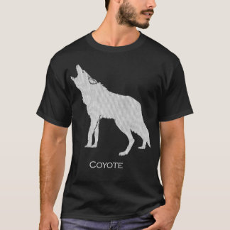 Howling Coyote Teckning Silhouette Stil T Shirt