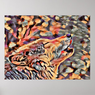 Howling Grått Varg Abstrakt Animal Art Art Poster