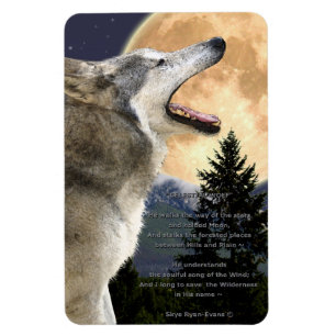 Howling Grått Varg & Dikt Wildlife Art Magnet