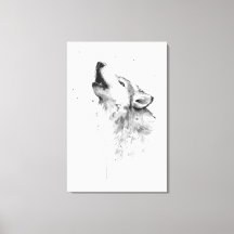 Howling Grått-Varg i Stil vid vattenfärgsfärgning