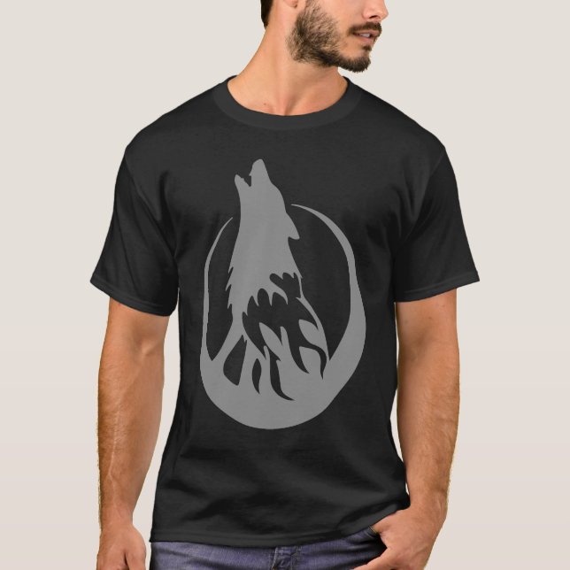Howling Grått-Varg i Varg 5 Måne T Shirt (Framsida)