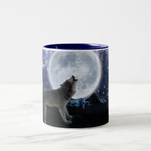 Howling Grått Varg & Stars Wildlife Drinking Mugg