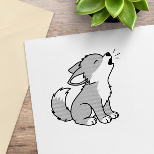 Howling Grått Varg Valp Stämpel