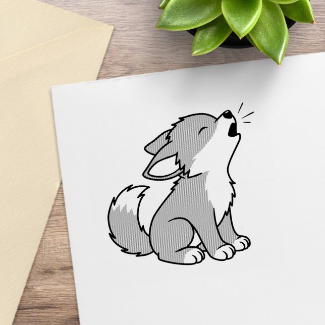 Howling Grått Varg Valp Stämpel (Skapare uppladdad)