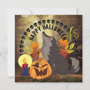 Howling Happy halloween-taloky Hösten Julkort