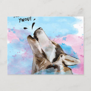 Howling Husky Hund Bright Husky Hund Helg Vykort