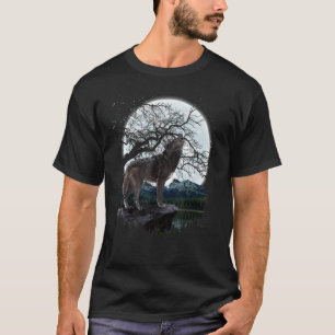Howling Predator Animal Forest Full Moon Varg T Shirt