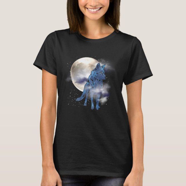 Howling Predator Animal Lover Forest Full Moon Wol T Shirt (Framsida)