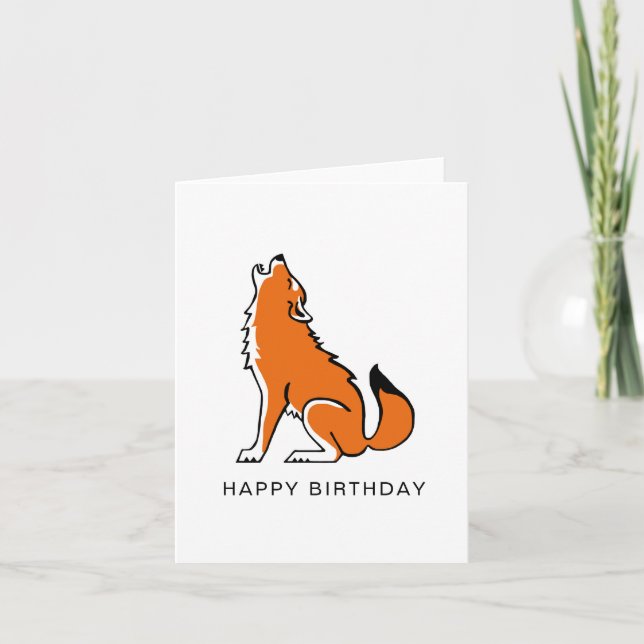 Howling Red VARG- Wildlife - Endangångna djur Kort (Framsida)