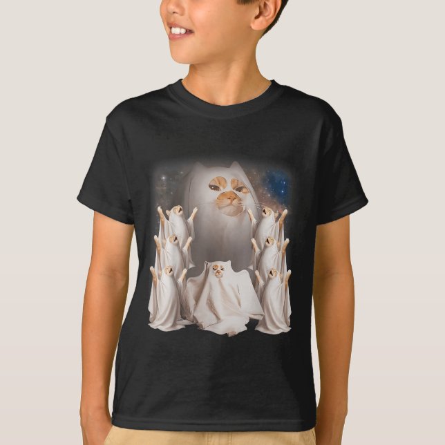 Howling Ritual Giant Ghost Cat Meme Funny Konstig  T Shirt (Framsida)