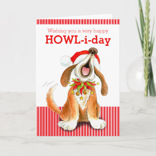 Howling sång singel hund art julkort helgkort