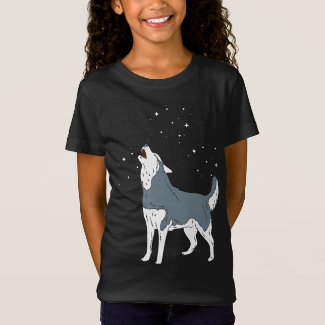 Howling Siberian husky-valpar Rolig hund Älskare T Shirt (Framsida)