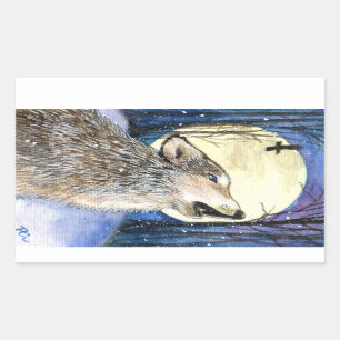 Howling - Varg Art Rektangulärt Klistermärke