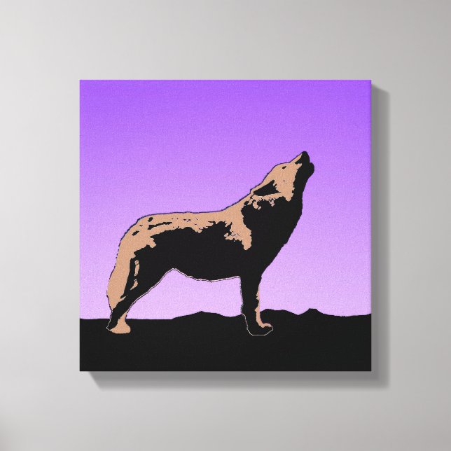 Howling Varg at Sunset - Original Wildlife Art Canvastryck (Framsida)