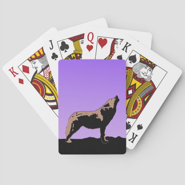 Howling Varg at Sunset - Original Wildlife Art Casinokort (Baksidan)