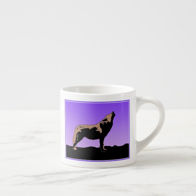 Howling Varg at Sunset - Original Wildlife Art Espressomugg (Höger)