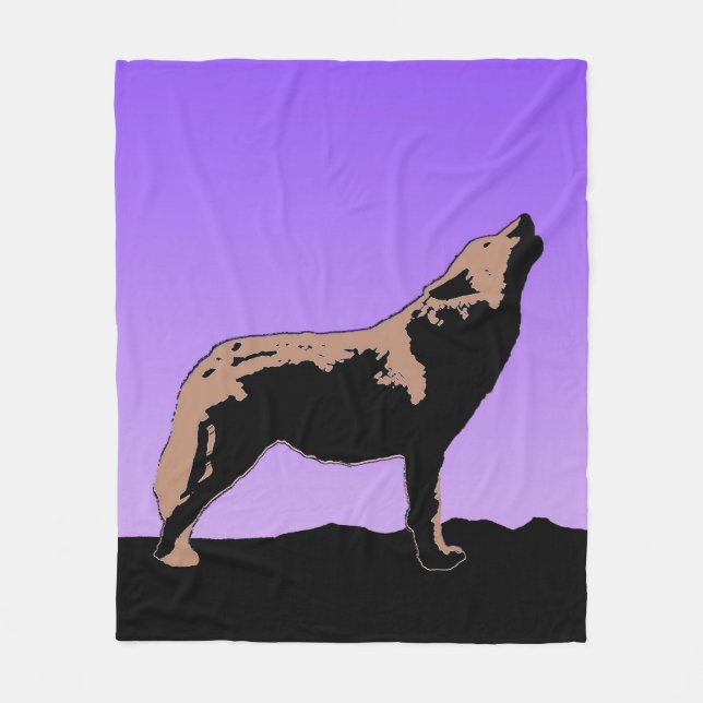 Howling Varg at Sunset - Original Wildlife Art Fleecefilt (Framsidan)