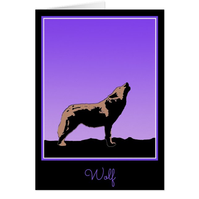 Howling Varg at Sunset - Original Wildlife Art Hälsningskort (Framsidan)